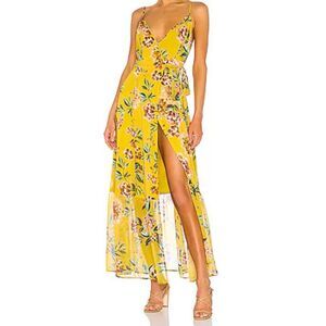 Tularosa‎ Aubrie Floral Wrap Dress Yellow Dahlia Woman's Size XS Revolve